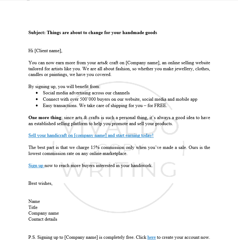 email template for a business proposal